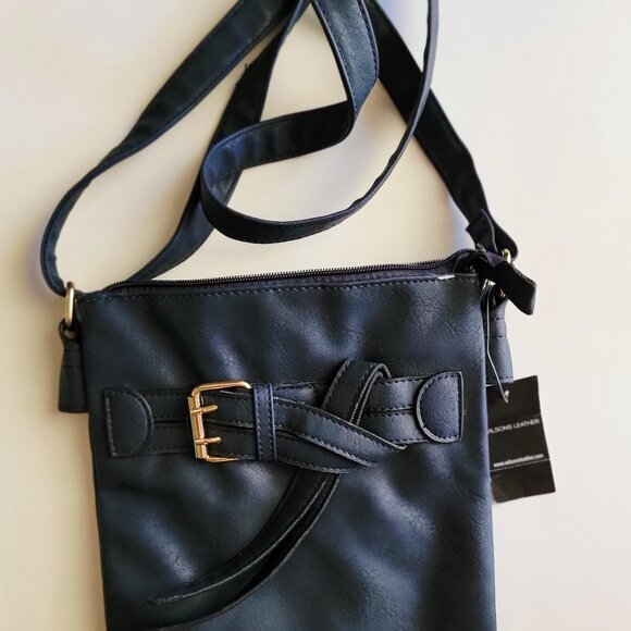 Wilsons Leather Black Rivet Crossbody Purse Handbag,Navy Blue with original Tags - Picture 4 of 7